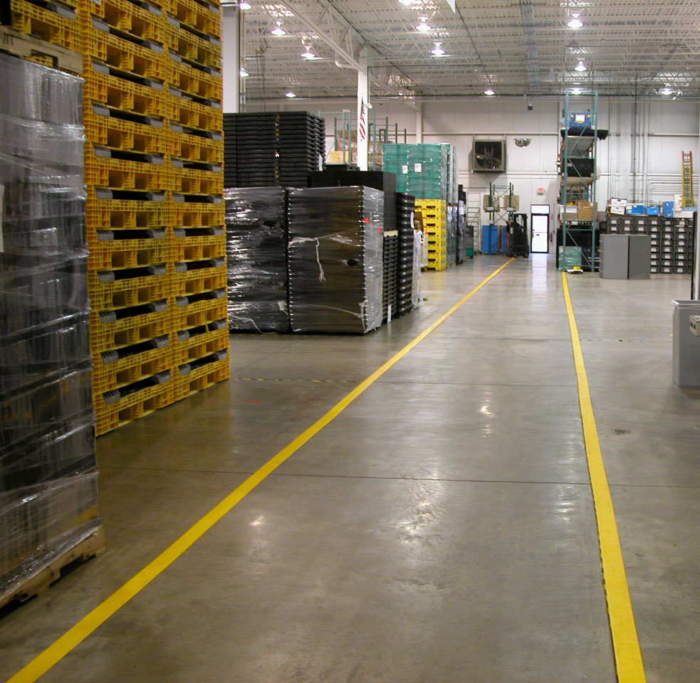 AES floor marking tape DuraStripe In Use Warehouse AES